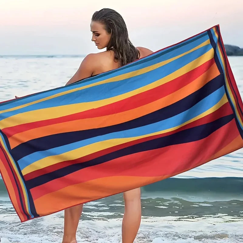 1PC Large-sized Rainbow Beach Towel Quick Drying Breathable Non Pilling Summer Beach Towel Suitable for Swimming Yoga Camping