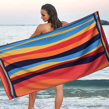 1PC Large-sized Rainbow Beach Towel Quick Drying Breathable Non Pilling Summer Beach Towel Suitable for Swimming Yoga Camping