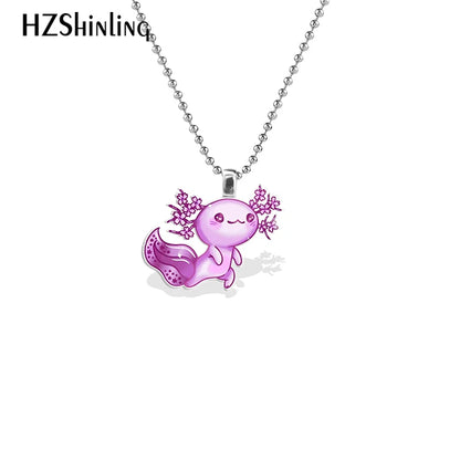 Cartoon Axolotl Acrylic Necklace Pendants Charms Resin Epoxy Handmade Crafts Jewelry Gifts
