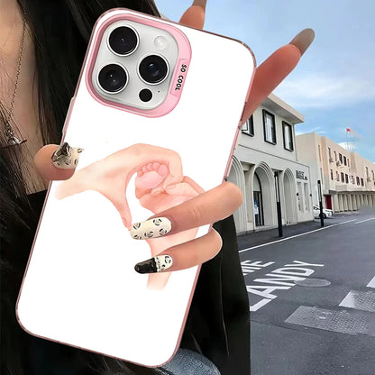 Baby Mom Daughter Son Dad Hand Phone Case For IPhone 16 15 14 13 12 11 Pro Max X XR XSMAX 8 7 Plus Matte Shockproof Back Cover