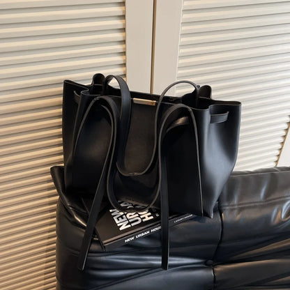 Big Shoulder Hand Commuting Bags for Women Large Capacity Drawstring Bucket Shopping Totes Top-Handle Bag 2025 Latest Handbags