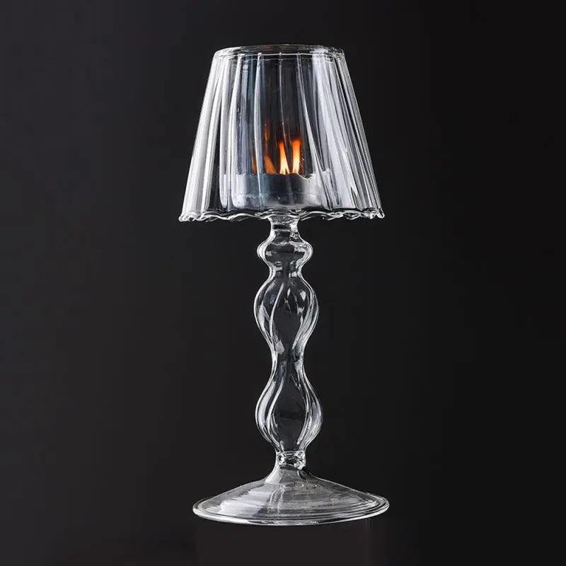Glass Tealight Candle Decorative Lamp Stand Household Desktop Decorative Candlestick Pillar Candle  Wedding Modeling