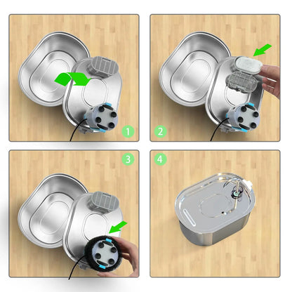 Cat water foundation 108oz/3.2L stainless steel cat drinking fountain 4 carbon filters+4 foam filters replaceable filters