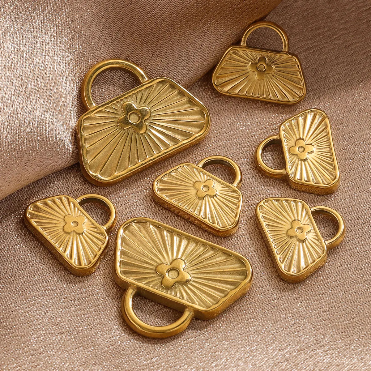 5PCS Stainless Steel Crucifix Bag Lock Pendant Charms Pad Lock Charms Fit DIY Necklace Bracelet Pendants Jewelry Making