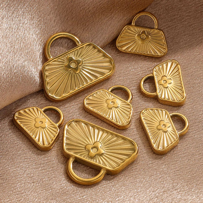 5PCS Stainless Steel Crucifix Bag Lock Pendant Charms Pad Lock Charms Fit DIY Necklace Bracelet Pendants Jewelry Making