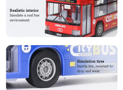 High Quality Simulation Bus Large Size Drop-resistant Light Music Inertia Bus Model Pull Back Car Educational Toys Gifts