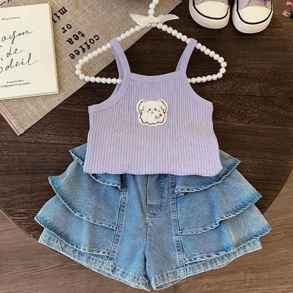Baby Girls T-shirts for Kids Summer Sleeveless Knitted Tops Vest Outfits Girls Cute Halter Tops Tees Children Clothing 1-12 Year