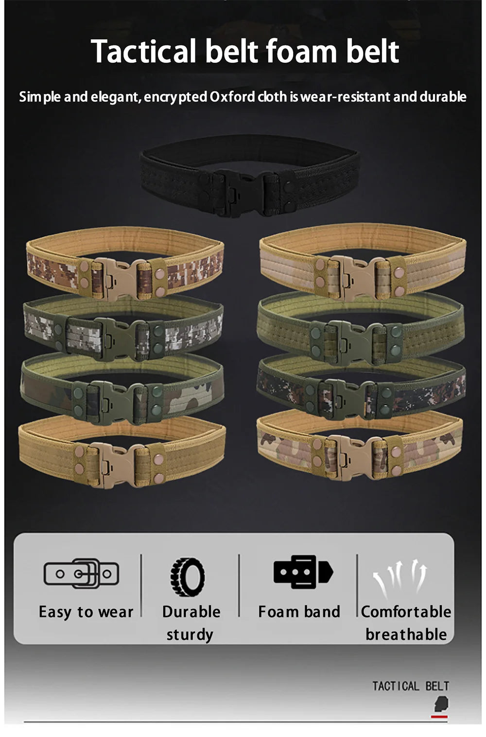 Men's Belt Outdoor Camouflage Tactical Belt Oxford Cloth Belt Mountaineering Belt Nylon Wide Waist Belt Work Belt Neutral Belts