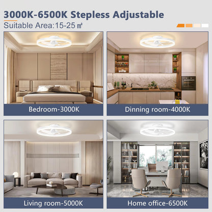 Smart Ceiling Fan with Lights and Remote 6 Speeds Dimmable LED Fan Lamp Flush Mount Ceiling Fan  for Bedroom Living Room Kitchen