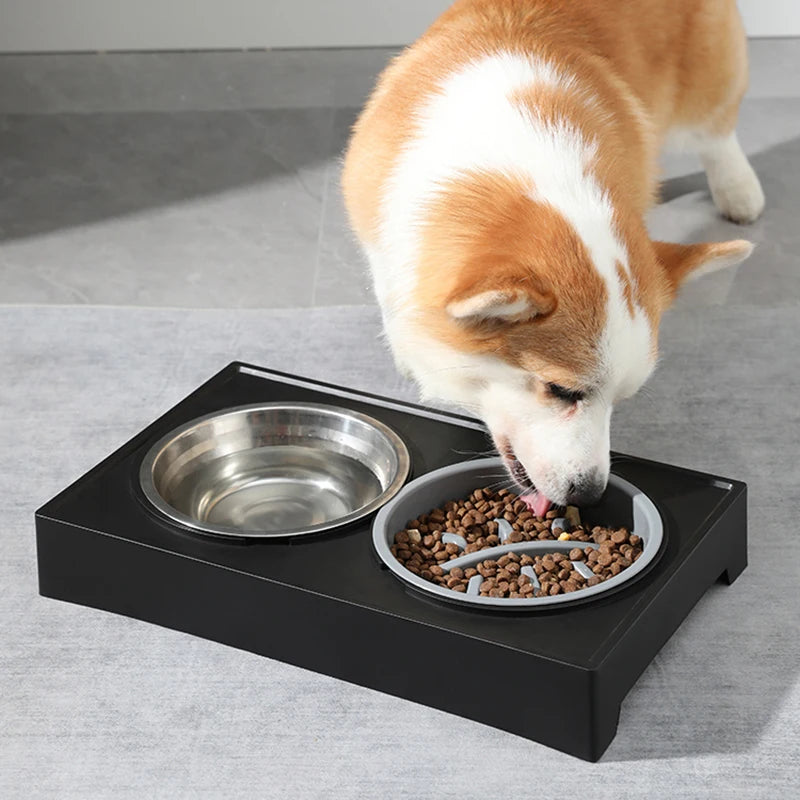 Elevated Dog Bowls 3 Adjustable Heights Dog Food Water Bowl with Slow Feeder Bowl  Dog Bowl For Pet Meal Mat Elevated Bowl Mat