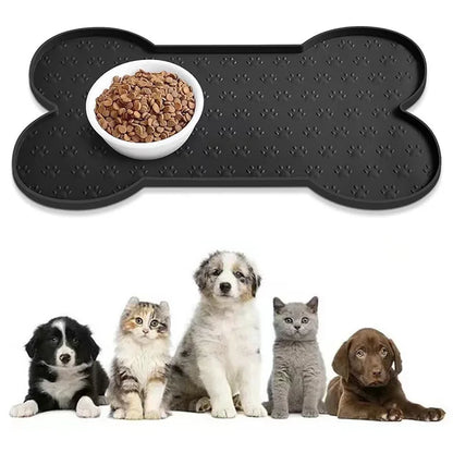 Silicone Dog Feeding Mat,Non-Slip Pet Food Pad Washable Waterproof Dog Cat Feeding Tray,Durable Food Bowl Placemat for All Breed
