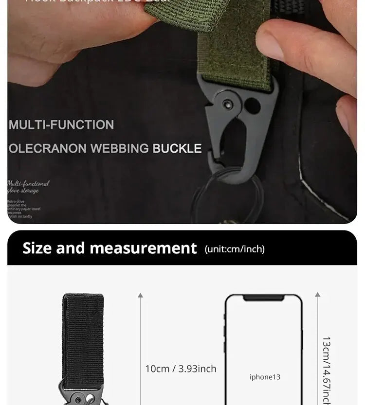 2pcs Tactical Hook Buckle, Mountaineering Hook Buckle Key Bag Accessories Hook Buckle Strap, Triangle Keychain for Outdoor Use