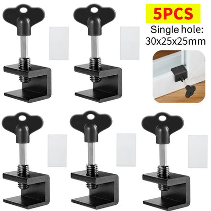 5-1pc Sliding Sash Stopper Cabinet Locks Straps Aluminum Alloy Safety Lock Child Protection Door And Window Anti-theft Lock