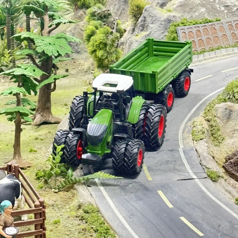 16.5" Big Tractor Toy,Farm Toy,Farm Animals Set,Include Truck Toy and Traile,Fence,Farmer,Animals,Tool,Farm Set for Gift