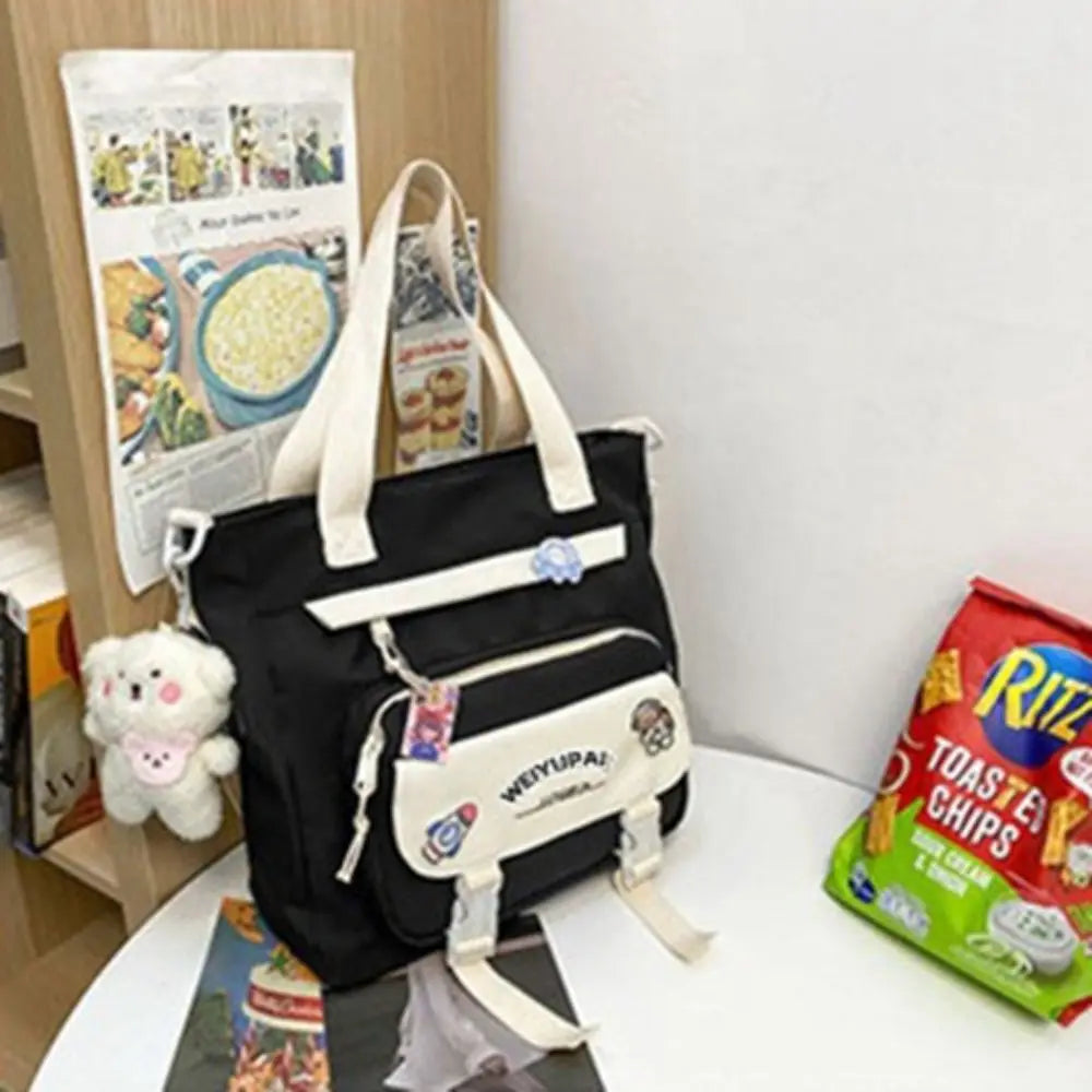 Portable Ins Students School Bags Large Capacity Bear High School Backpacks Multi Pockets Cartoon Teenage Shoulder Bags Girl
