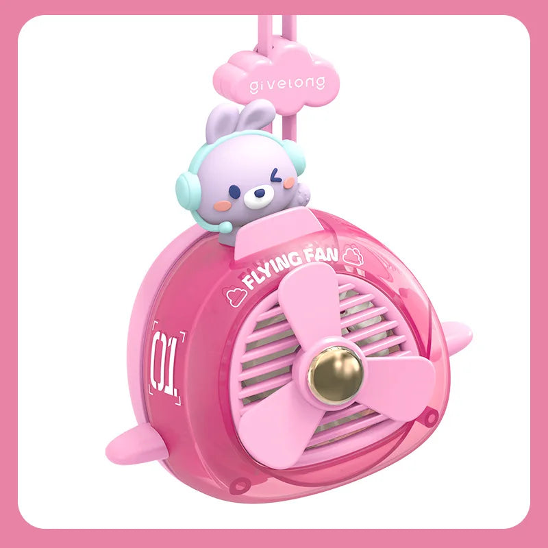 Mini Fan Cartoon halterneck fan USB charging lazy fan portable handheld outdoor mini bladeless small fan