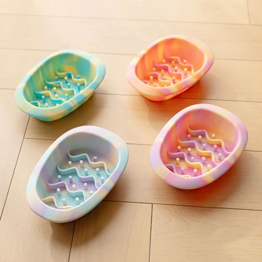 Silicone Pet Slow Food Bowl Help Healthy Multiple Colors Pet Licking Pad Anti Overturning Anti Knock Pet Bowl for Dogs and Cats