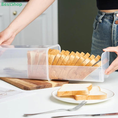 〔Rebecca〕Reusable Bread Sandwich Box Pasta Storage Box With Sealing Lid Clear Plastic Food Storage Container