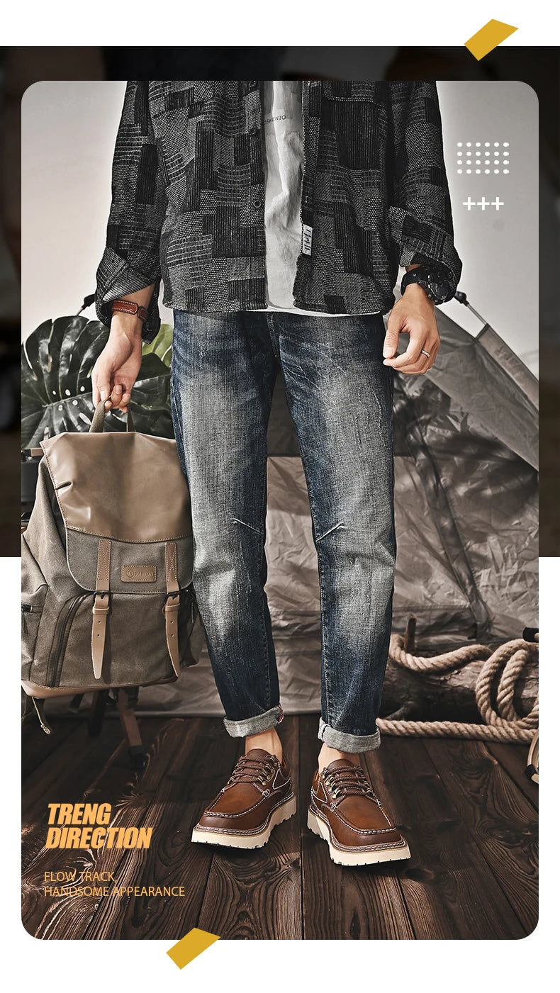 Outdoor Hiking Shoes Men Sneakers Summer Slip on Casual Men Shoes Breathable Suede Leather Shoe Anti-skid Walking Shoes Footwear