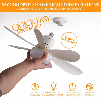 LED 40W ceiling fan light E27 with remote control for dimming, suitable for living room, study, household use, 85-265V