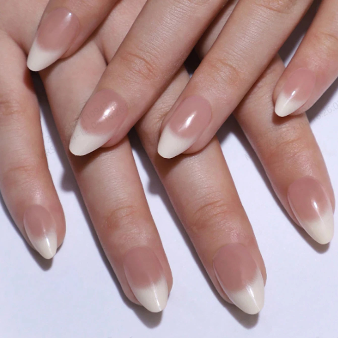 24PCS Long Coffin Pink Press On Nails Fake Press On Nails Gradation Press On Nails Summer Nails