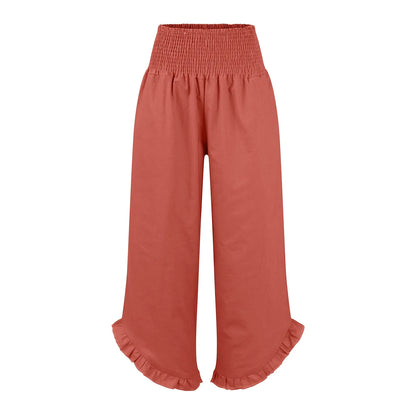 Summer Womens Palazzo Pants Summer Casual Flowy Wide Leg Trousers Beach Travel Vacation Outfits All Match Loose Baggay Pants