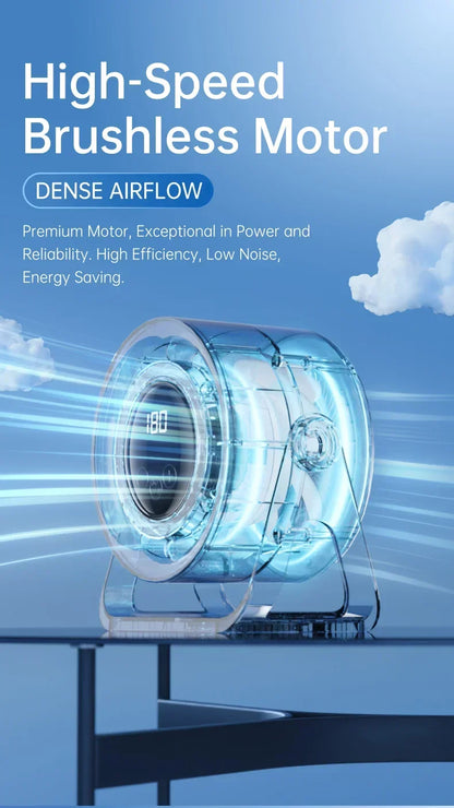 New 2500 mAH Convenient Electric Fan Turbo Silent Electric Fan with Ambient Light Countertop Wall Mount Ceiling Air Cooler