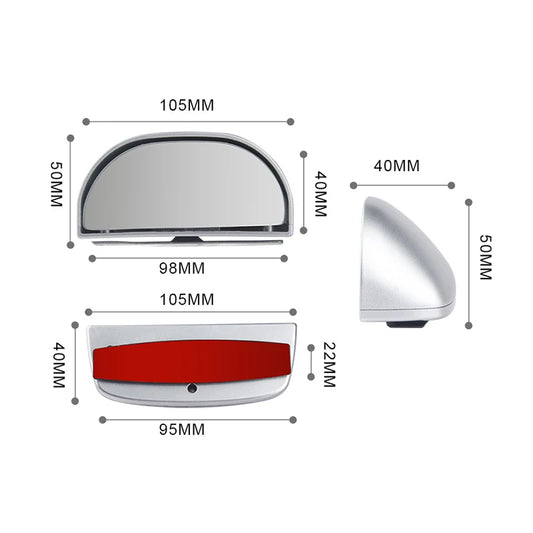 Car Mirror 360 Degree Adjustable Wide Angle Side Rear Mirrors blind Spot Snap Way for Parking Auxiliary Rear View Mirror