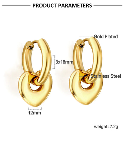 LUXUSTEEL Golden Heart style Women's Hoop Earrings Stainless Steel Female Earring Flower Star Drop Ear ring Jewelry Gifts