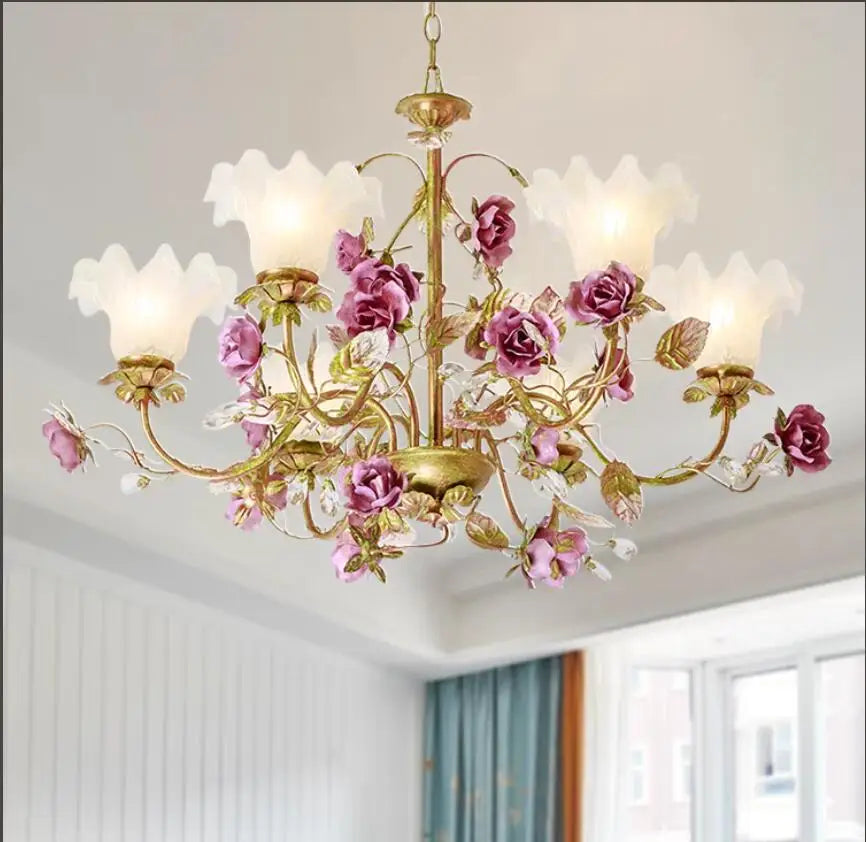 Modern Decorative Floral Pendant Lamp Living Room Rose Decora Lamps 3arms Modern Children Room Hanging Lights AC 100% Guaranteed