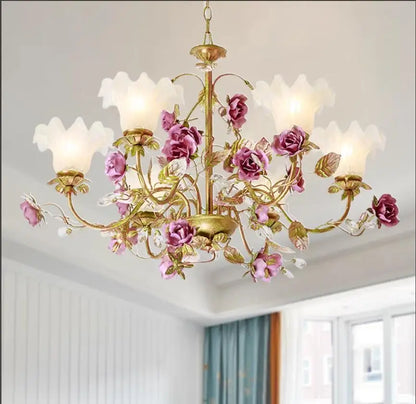 Modern Decorative Floral Pendant Lamp Living Room Rose Decora Lamps 3arms Modern Children Room Hanging Lights AC 100% Guaranteed