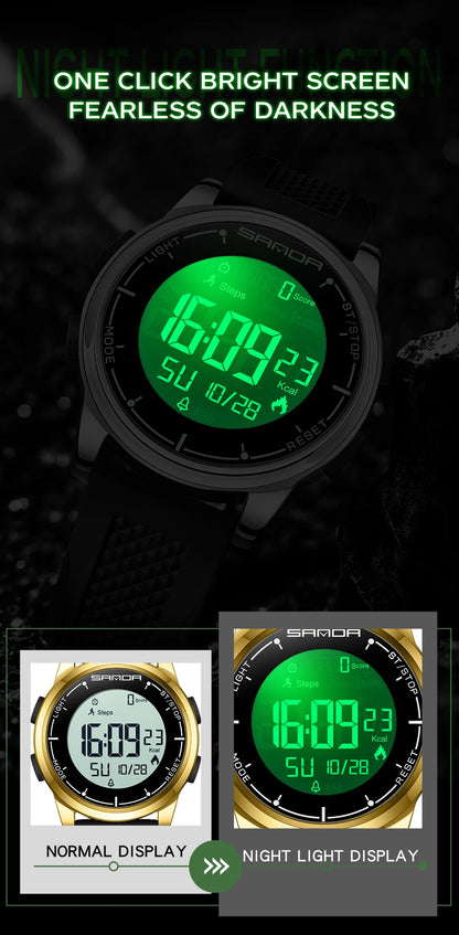 SANDA 9064 Student Sports Quartz LED Electronic Watch Calorimeter Step Electronic Watch Sleep Monitoring Smart Electronic Watch