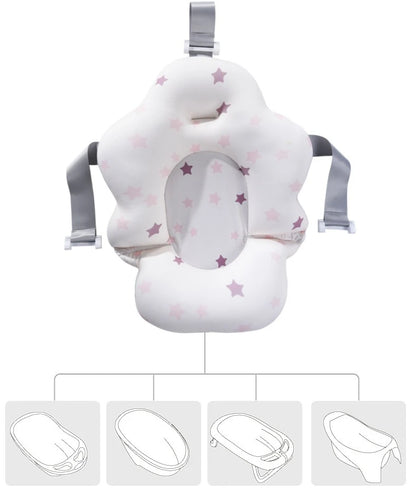 Universal Baby Bath Seat Pad Newborn Floating Recliner for Tub 2-in-1 Sit Lie Support Mat for Baby Breathable Mesh Wash Cradle