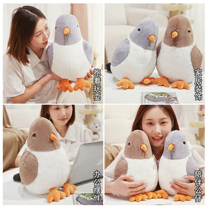 Simulated Round Chubby Pigeon Plush Toys Cartoon Bird Peace Dove Dolls Stuffed Home Decratied Ornaments Gifts for Kids Girls