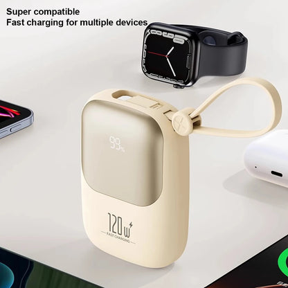120W super fast charging power bank with cable 10000mAh large capacity portable mobile power Mini supply gift