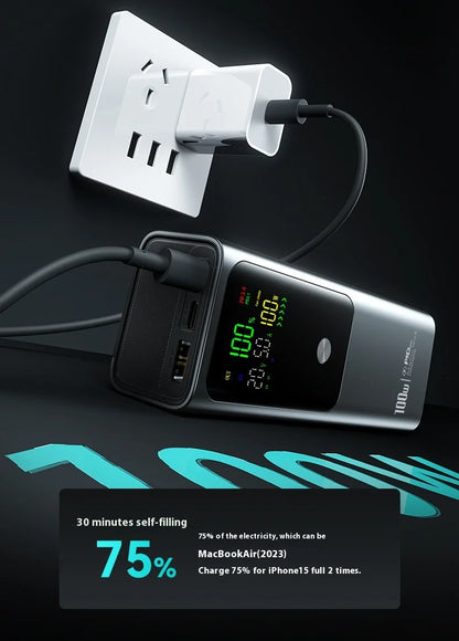 New PD100W Power Bank 30000mAh Large Capacity Two-way Fast Charging Portable Powerbank Laptop External Spare Battery for Macbook