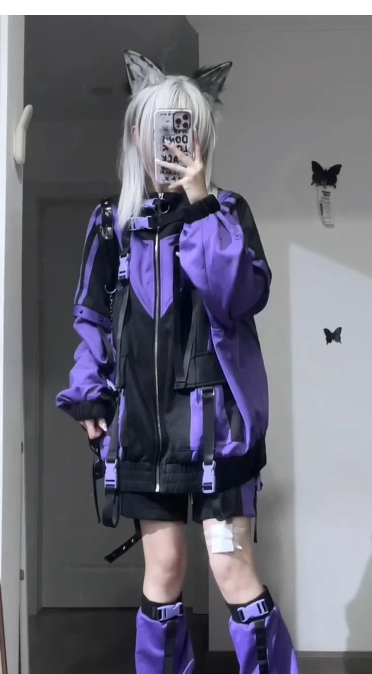 Oversize Jacket Trench Coat Men And Women Autumn Solid Japanese Fashion Vintage Casual High Street Hooded Functional Wind