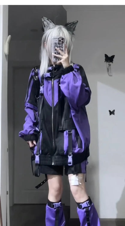 Oversize Jacket Trench Coat Men And Women Autumn Solid Japanese Fashion Vintage Casual High Street Hooded Functional Wind