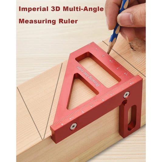 Multi-Angle Measuring Ruler,45/90 Degree Aluminum Alloy Woodworking Square Protractor,Miter Triangle Ruler Easy To Use Red