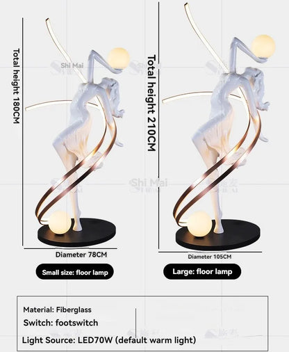 Misha White Goddess Statue Floor Lamp , Liberty Sculpture Floor Lamp , Art Human Floor Lamp