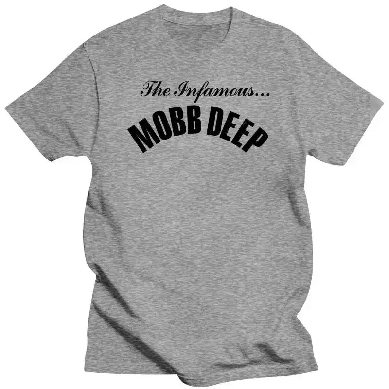 Mens Brand Fashion T-shirt Summer T Shirts Mobb Deep Mens Infamous on Red T-shirt Red Unisex Short Sleeve Male Casual Tee-shirt