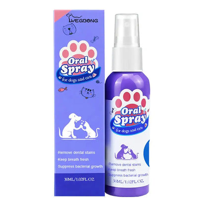 30ml Pet Oral Spray Dogs Teeth Cleaning Spray Dog Breath Remover Pet Supply Pet Care Plaque Deodorant Freshener Pet H5M7