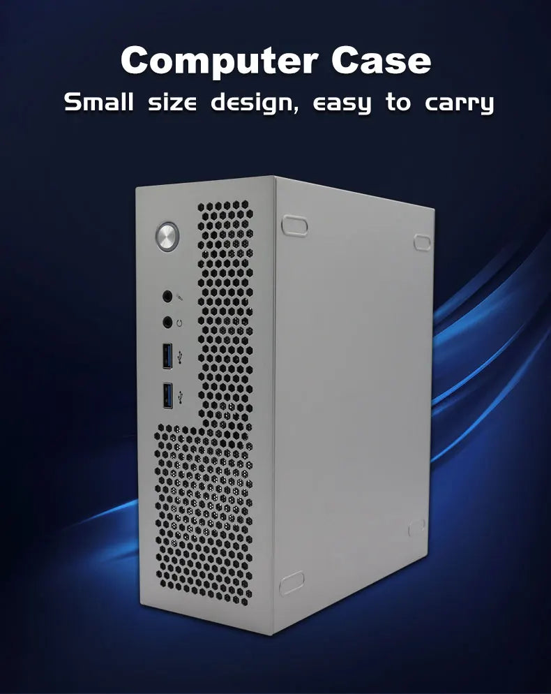 HTPC Computer Case Mini ITX Gaming PC Chassis Desktop Chassis USB3.0 Computer Case Home Computer Case Black and Silver