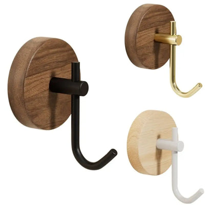 No Drilling Walnut Hanging Hanger Robe Hook Coat Storage Rack Adhesive Wall Hooks Key Decoration Hook Practical Wood Hook