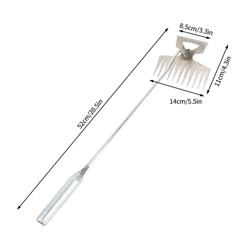 2 in 1 Garden Weeder Rake 4/5/6/11Teeth Agricultural Rake Crescent Shaped Hoe Loosening Soil Digging Agricultural Tool