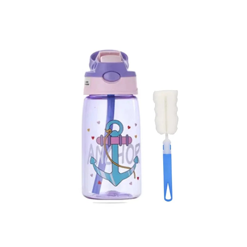 480Ml Kids Sippy Cup Water Bottles Creative Cartoon Feeding Cups With Straws And Lids Spill Proof Portable Toddlers Drinkware