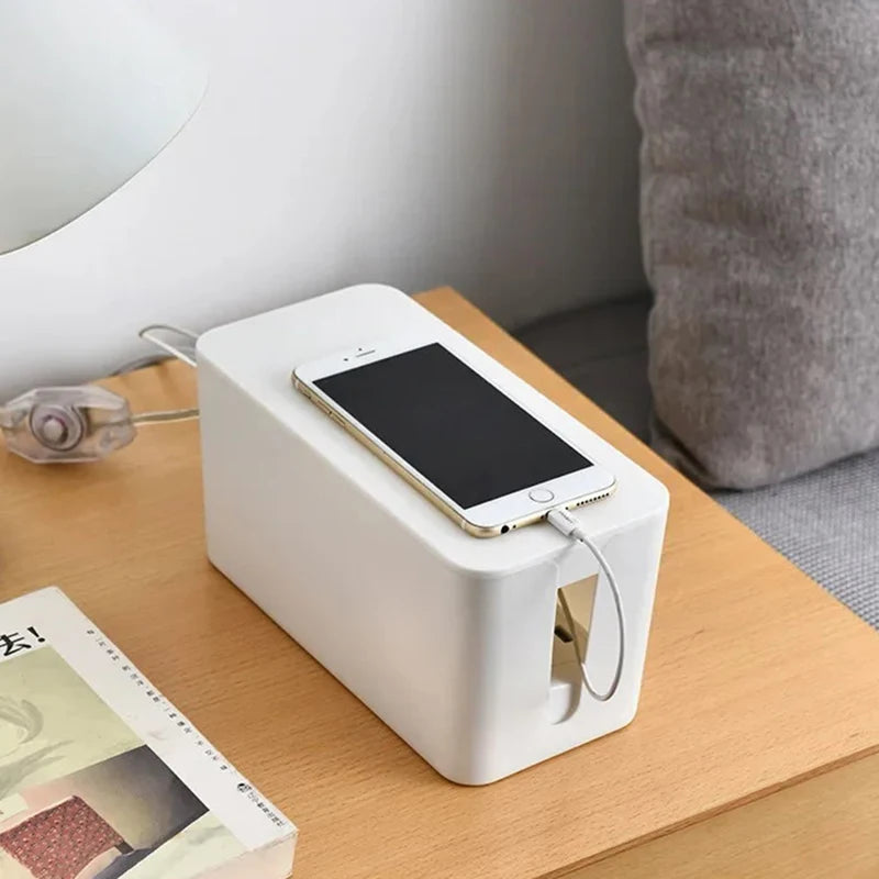 Cable Storage Box Power Board Wire Management Socket Strip Wire Case Dust Charger Socket Organizer Network Bin Charger