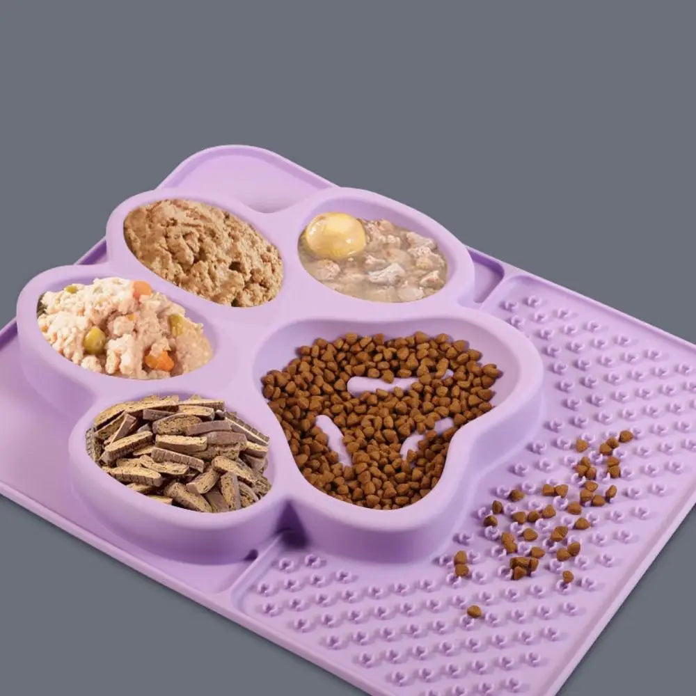 Multi-use Silicone Pet Slow Feeder Bowl Non-slip Choke-proof Pet Canning Lick Tray Portable Cat Food Bowl Food Container