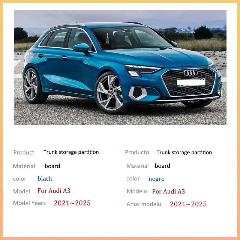 Auto Accessories For Audi A3 8Y 2021~2025 2022 2023 Car Upgrade Organizer Trunk Side Partition Trunk Interior Storage Box Parts