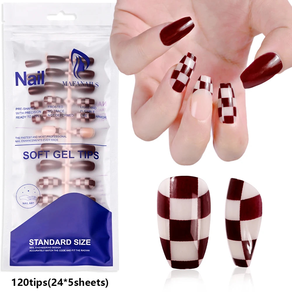 240/120Pcs Colorful French Short Square False Nails Full Cover Fake Nail Tip Extension Acrylic Wearable Ballerina Press on Nails